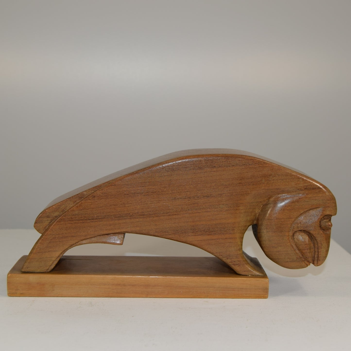 Mid Twentieth Century Modernist Ram in Walnut signed 'Clarke'