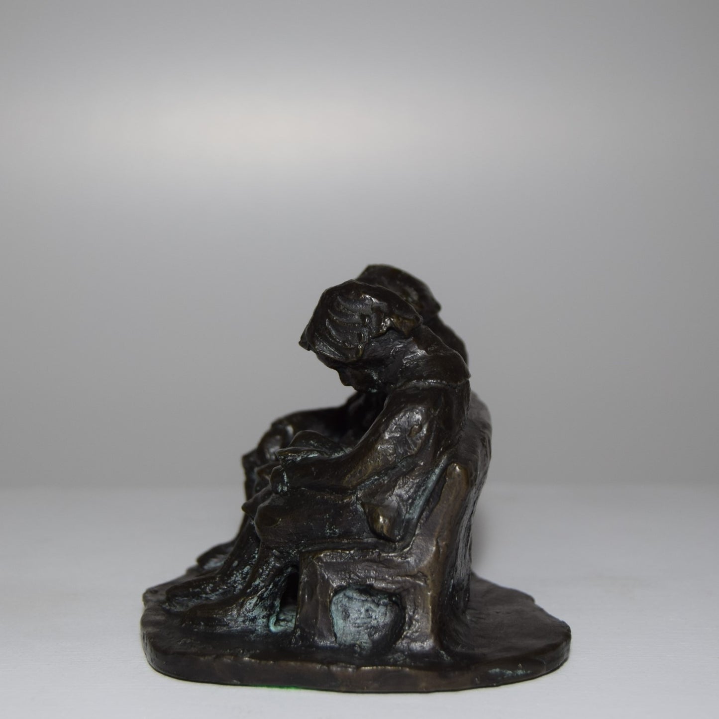 Small Ltd Ed 2/12 Bronze of two Elderly Ladies on a Bench signed EVE dated 1976