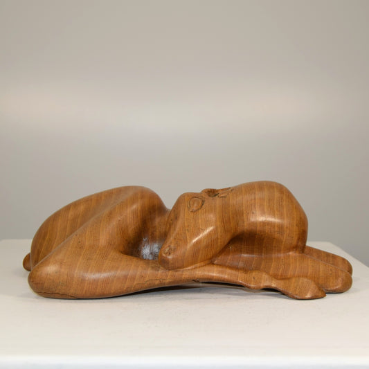 Study of a Doe Lying Carved in Elm signed Nash