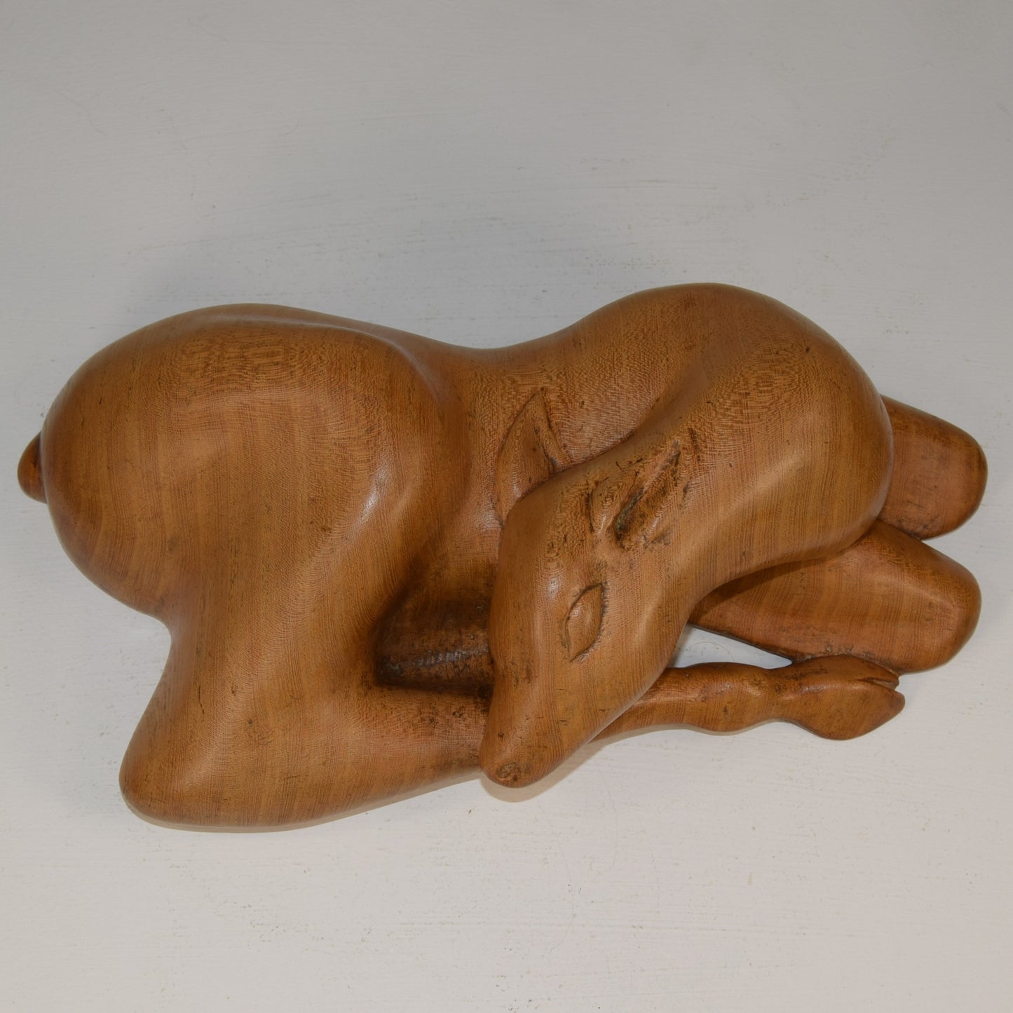 Study of a Doe Lying Carved in Elm signed Nash