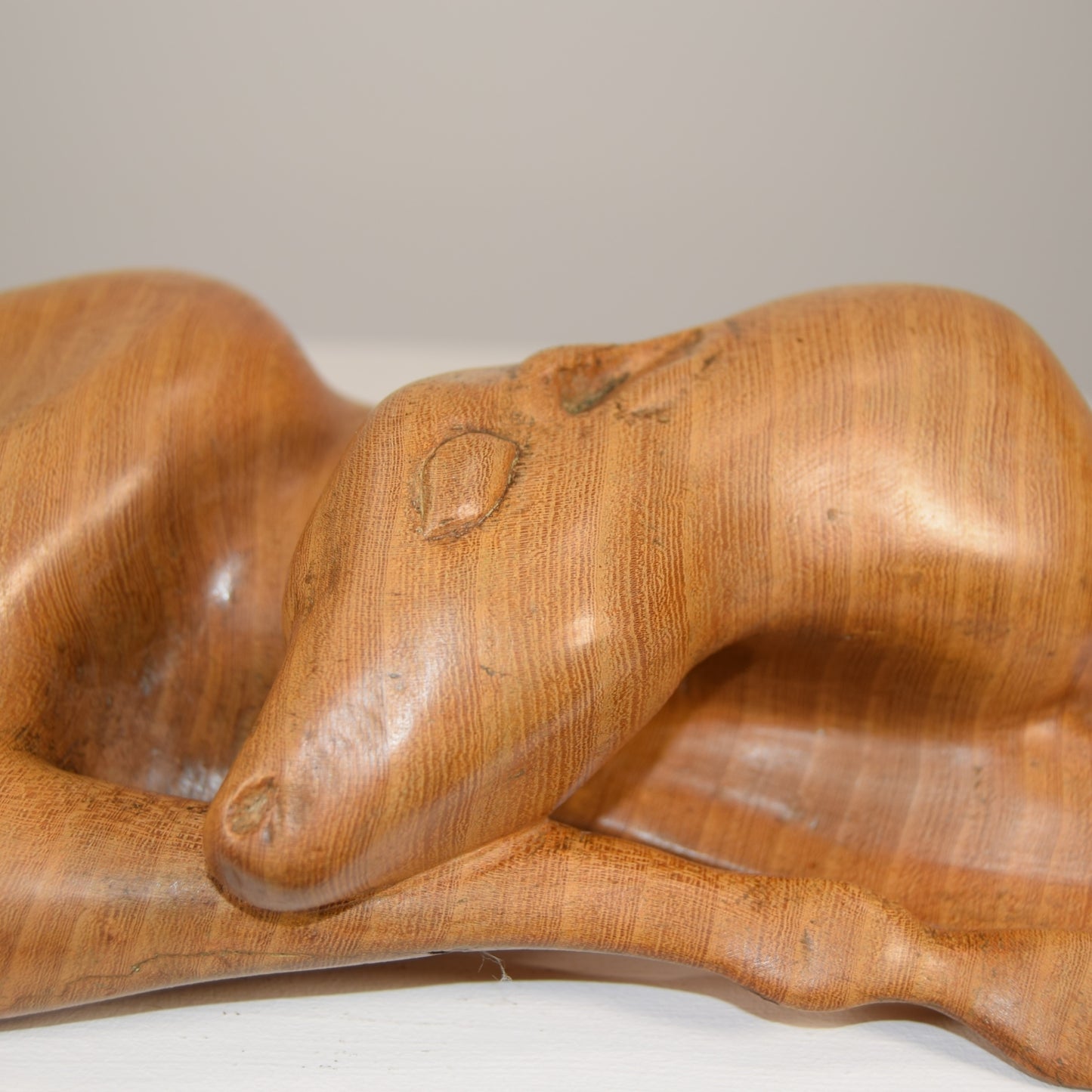 Study of a Doe Lying Carved in Elm signed Nash