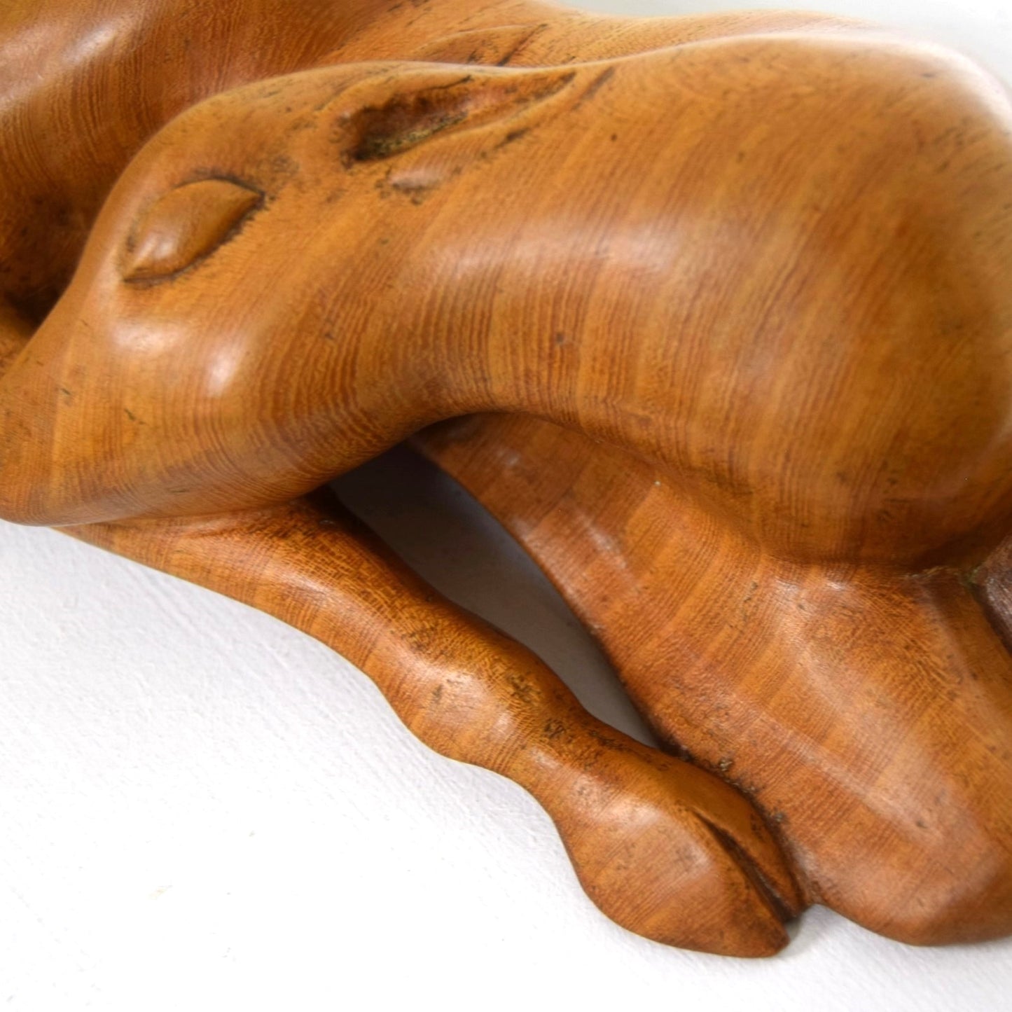 Study of a Doe Lying Carved in Elm signed Nash