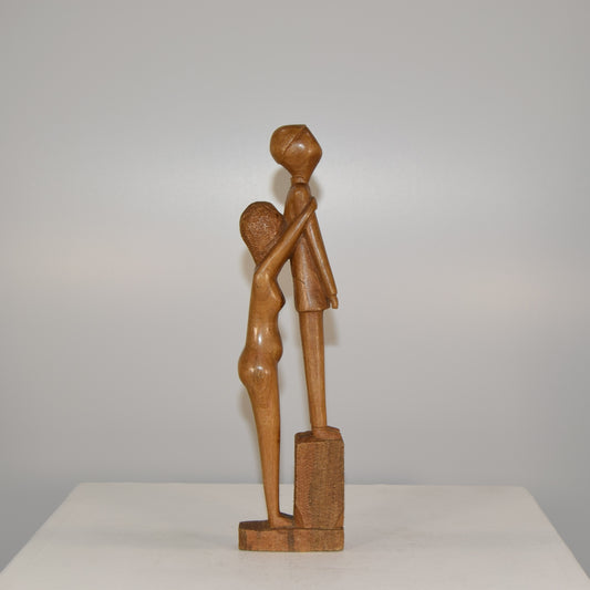 Maggione Modernist Man & Woman Form in Lime Wood dated 1975