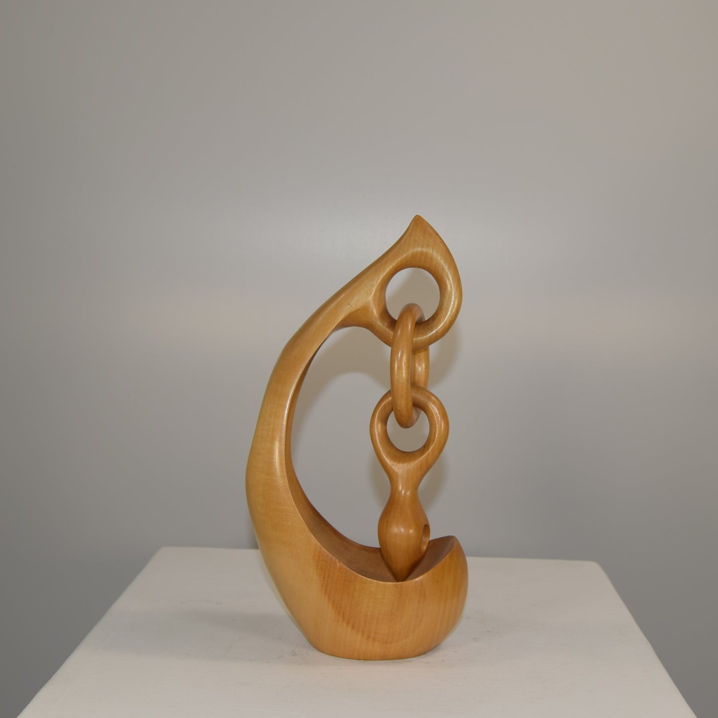 Abstract Form in Lime Wood Titled 'Suspension'