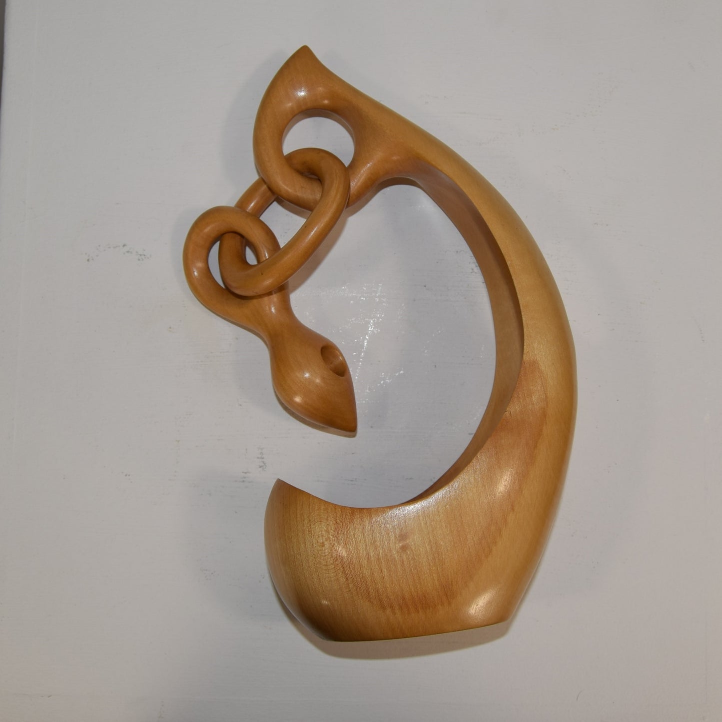 Abstract Form in Lime Wood Titled 'Suspension'