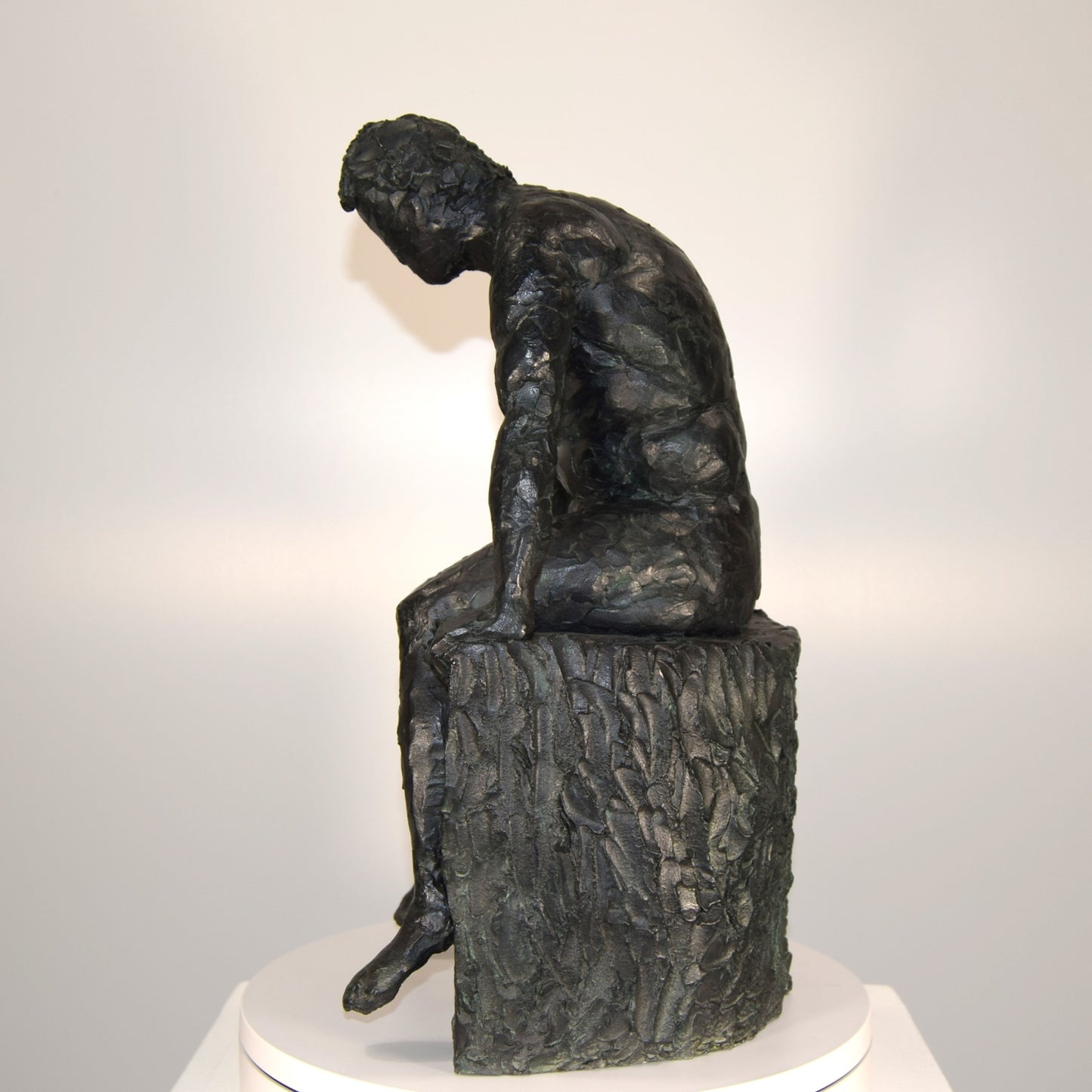 Seated Male Nude in Clay Signed T R W dated 1993