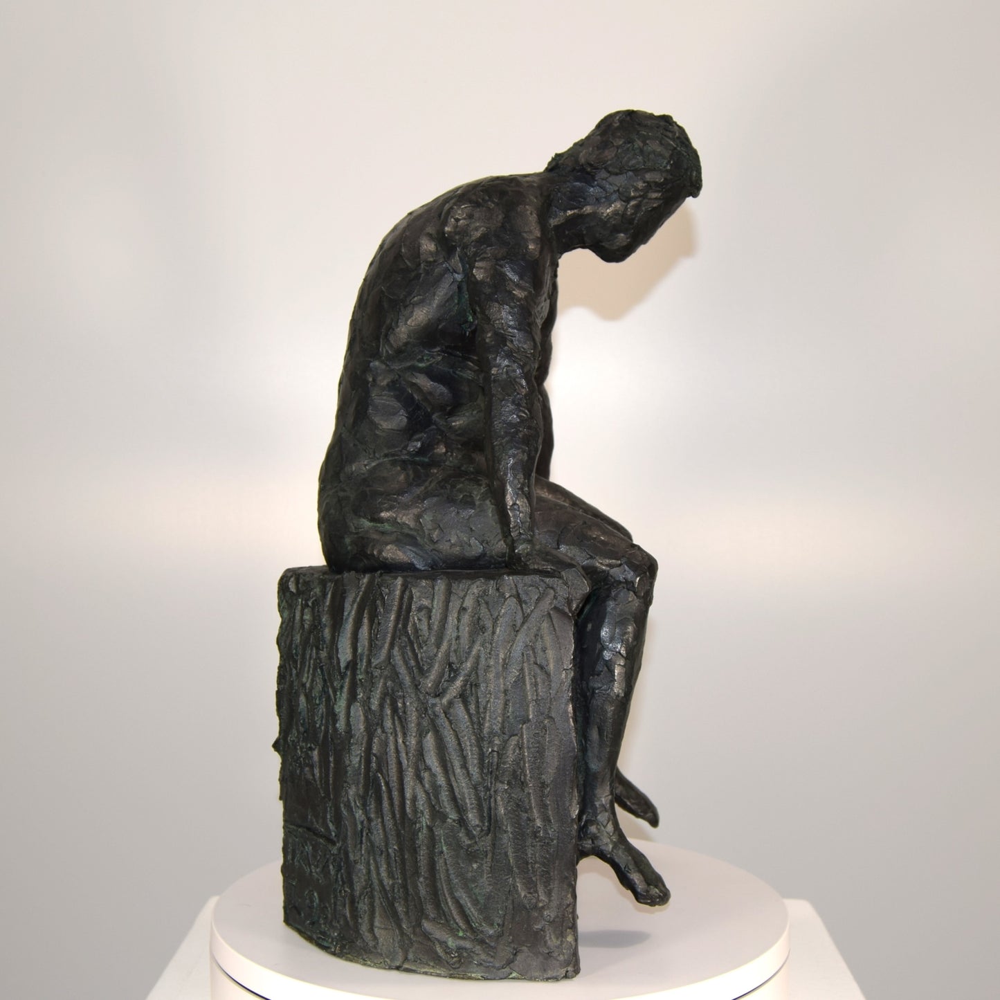 Seated Male Nude in Clay Signed T R W dated 1993