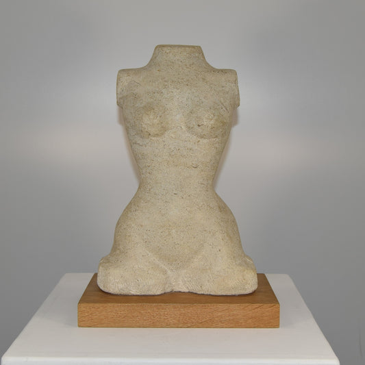 Female Torso in Portland Stone signed MM