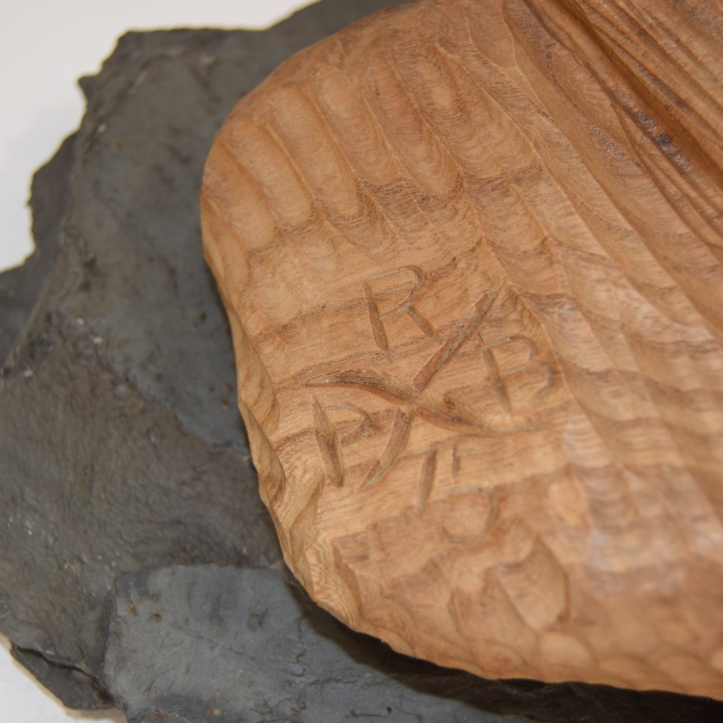 Peter Boex Tern in Flight Sculpted in Sycamore on Natural Slate Base dated 1975