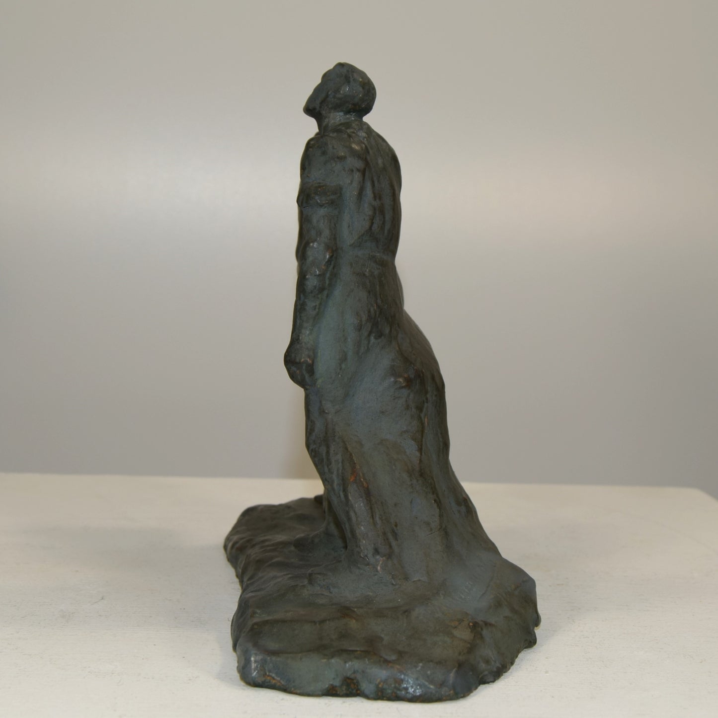 Glazed Terracotta group of Woman with baby Leading a Blind Man signed circa 1910 - 20s