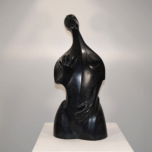 Bronze Abstract Female Double Base Ltd Ed 1 of 4 by Claude Viret titled 'Contrebasse?' dated 1996