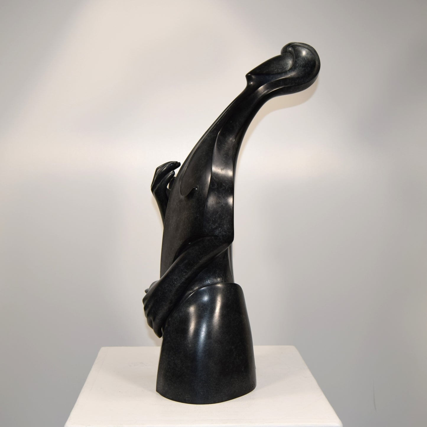 Bronze Abstract Female Double Base Ltd Ed 1 of 4 by Claude Viret titled 'Contrebasse?' dated 1996