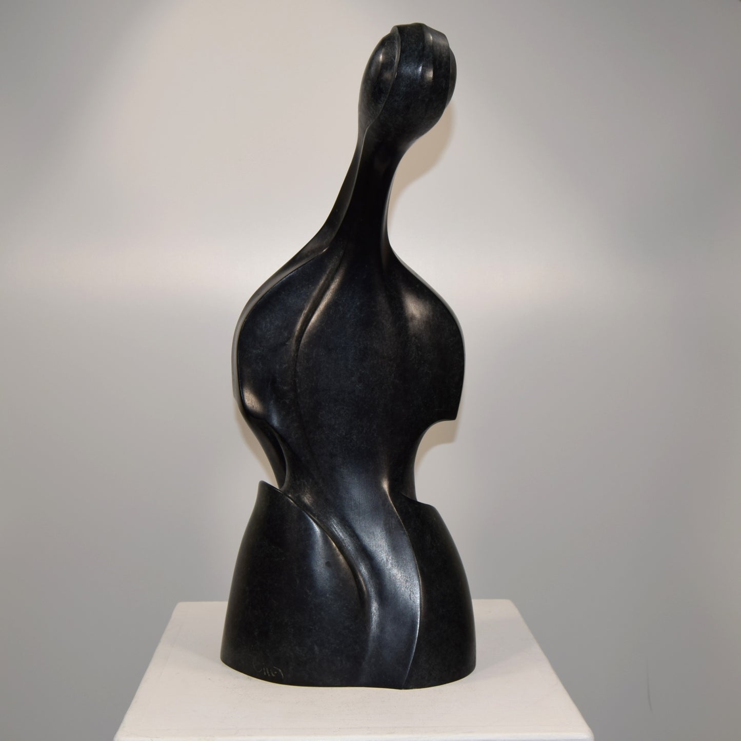 Bronze Abstract Female Double Base Ltd Ed 1 of 4 by Claude Viret titled 'Contrebasse?' dated 1996