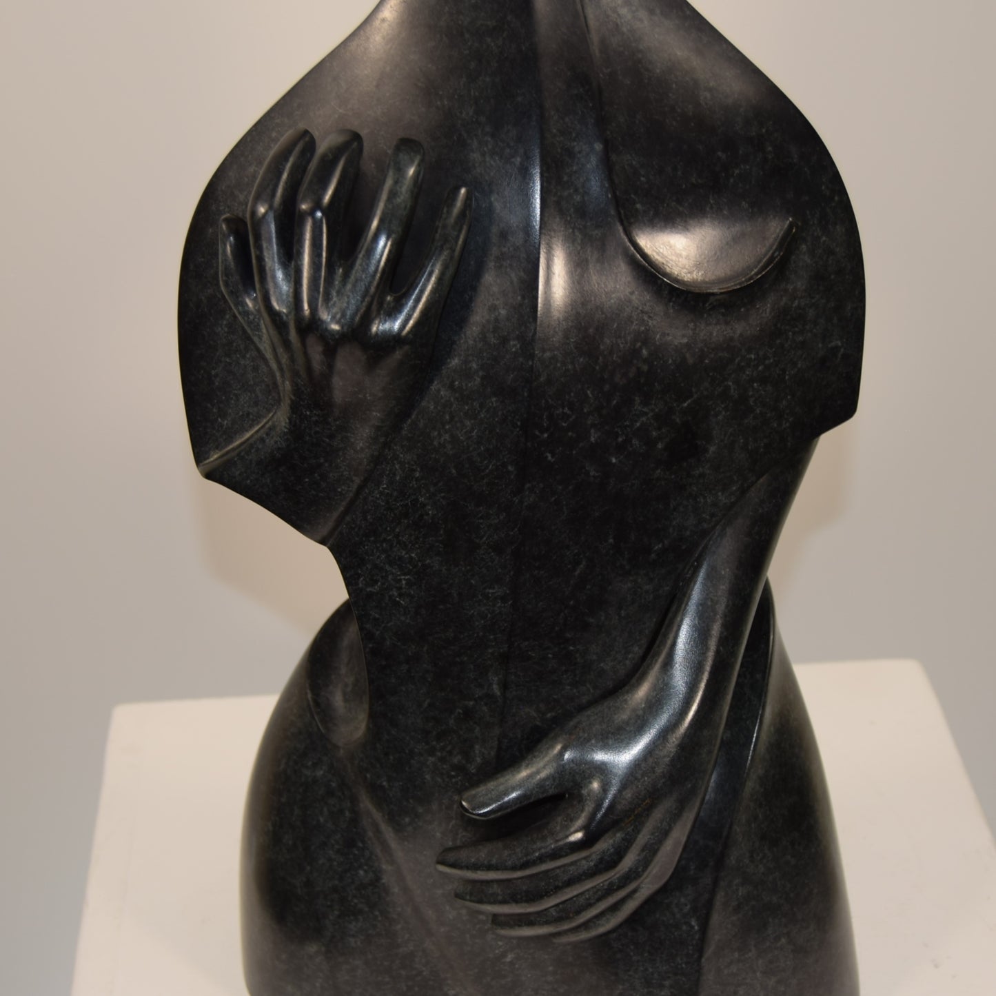 Bronze Abstract Female Double Base Ltd Ed 1 of 4 by Claude Viret titled 'Contrebasse?' dated 1996