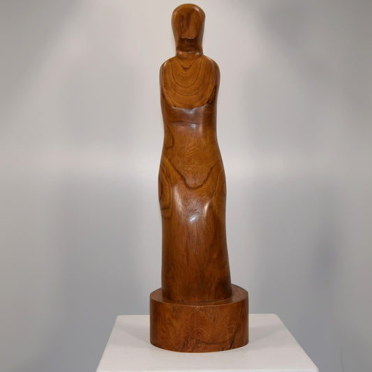 Jan Boenisch Minimalist Abstract Female Form in Elm titled 'Figure' dated 1980